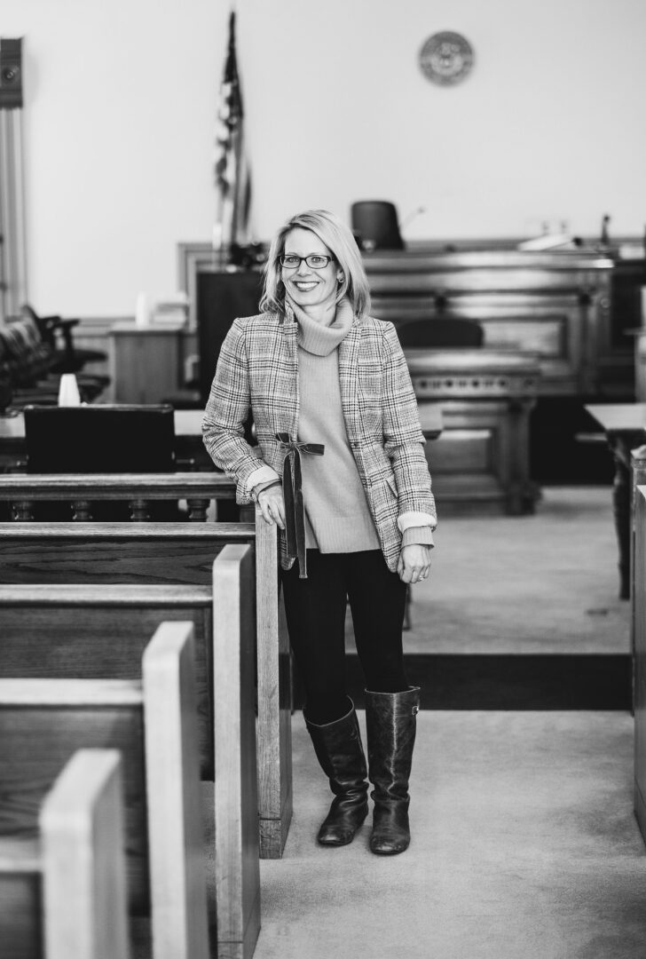 Jill Edinger standing in a Colorado courtroom